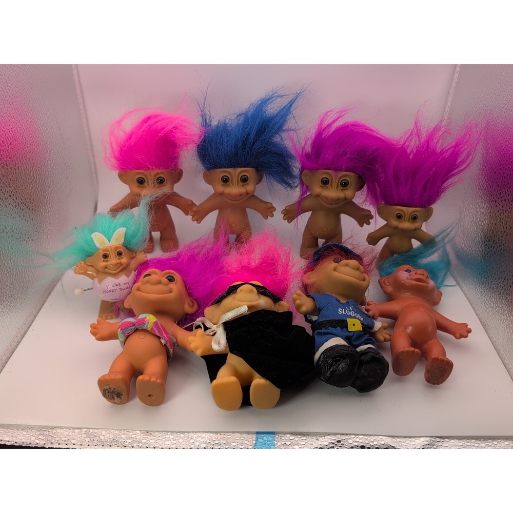 Vintage Russ Troll Doll Lot Of 9 Mixed Sizes 80s/90s Retro Toys